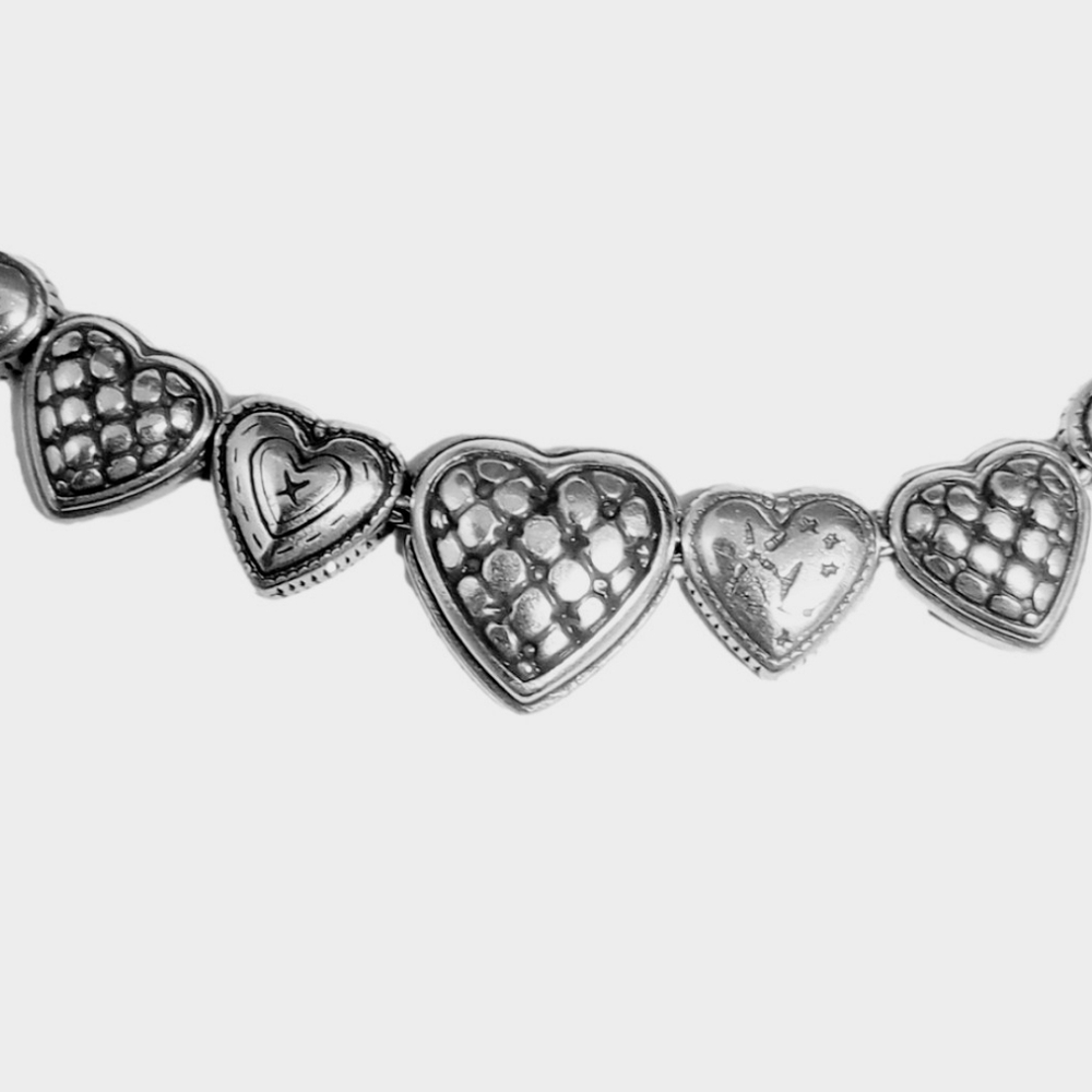 🖤 BRIGHTON SILVER PLATED TWO SIDED HEART NECKLACE - Picture 4 of 10